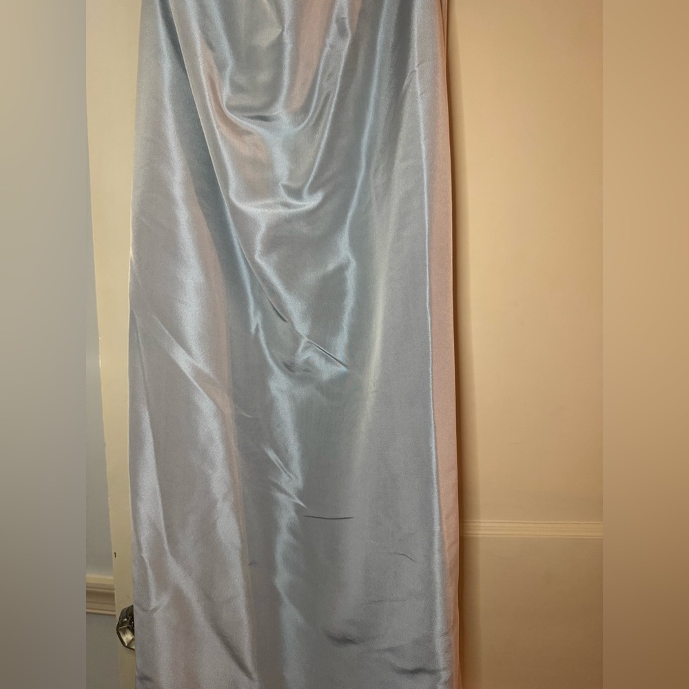 [Oscar de la Renta] Pink Label Silk Satin Strapless Gown Blue Gray Size 6 - Picture 9 of 11